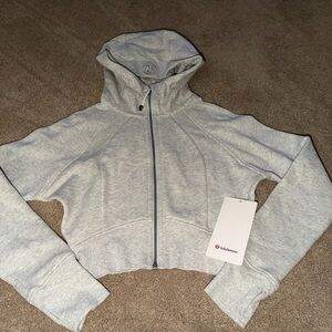 New Lululemon L/S Scuba Full-Zip Cropped Hoodie Gray Size 2 MSRP $118 NWT